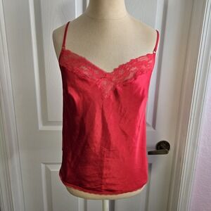 Victoria's Secret Red Satin‎ And Lace Camisole Top Women's Size Small Lingerie